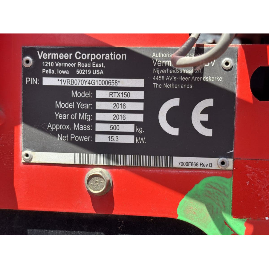 Trancheuse à chenilles Vermeer RTX150 – 110 h